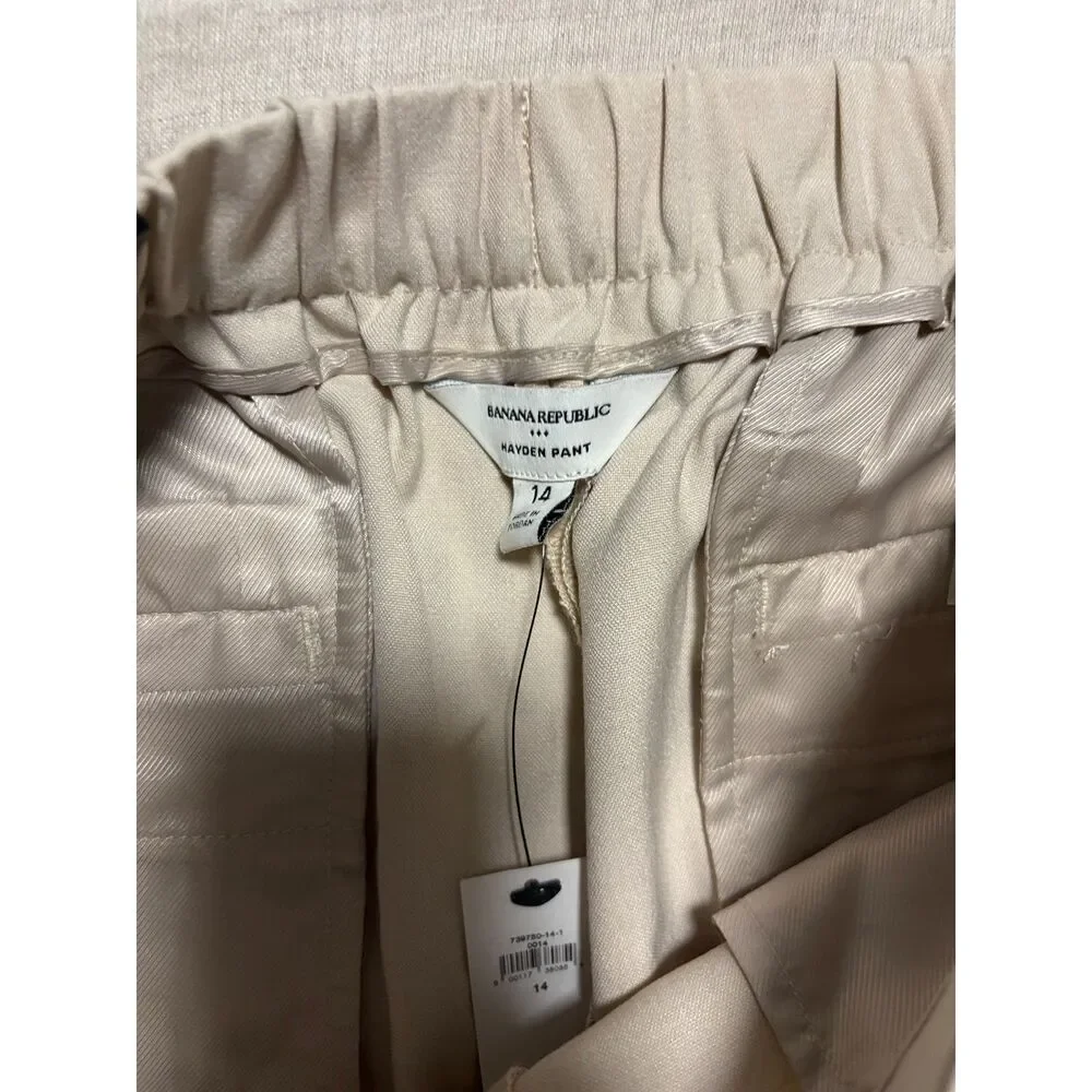 Banana Republic Pants Womens Sz 14 Hayden High Rise Straight Linen Blend NEW